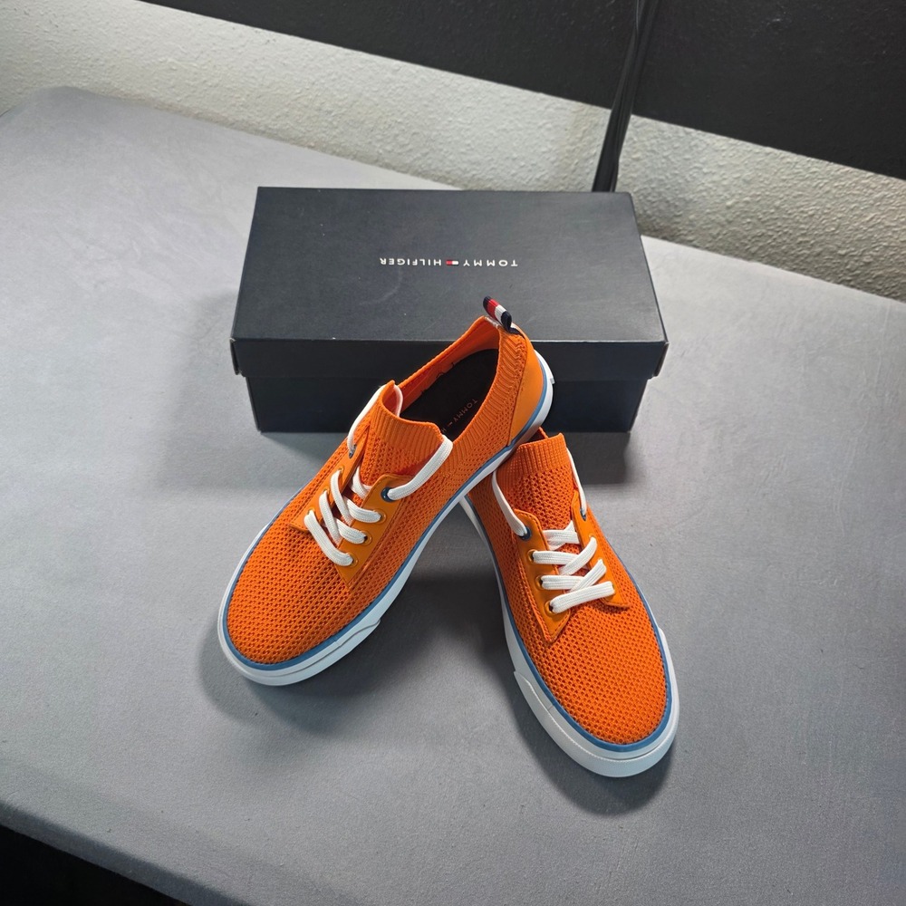 NEW Tommy Hilfiger Gessie Women's Orange Knit Low Top Sneakers Size 7M GESSIE